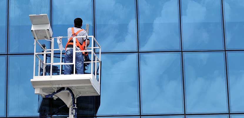 Professional window cleaning crew